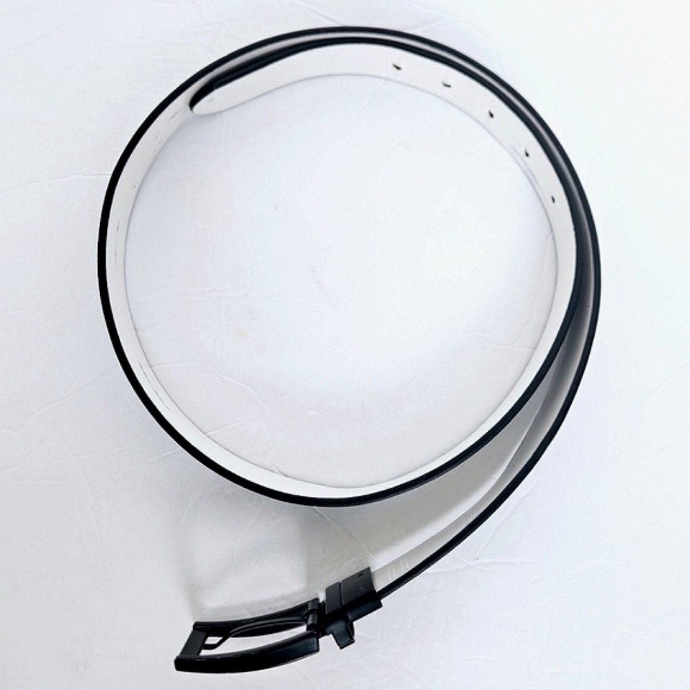 Express Men's Classic Black PU Split Leather Tectured Black Buckled Belt Sz38/39 - Picture 4 of 13